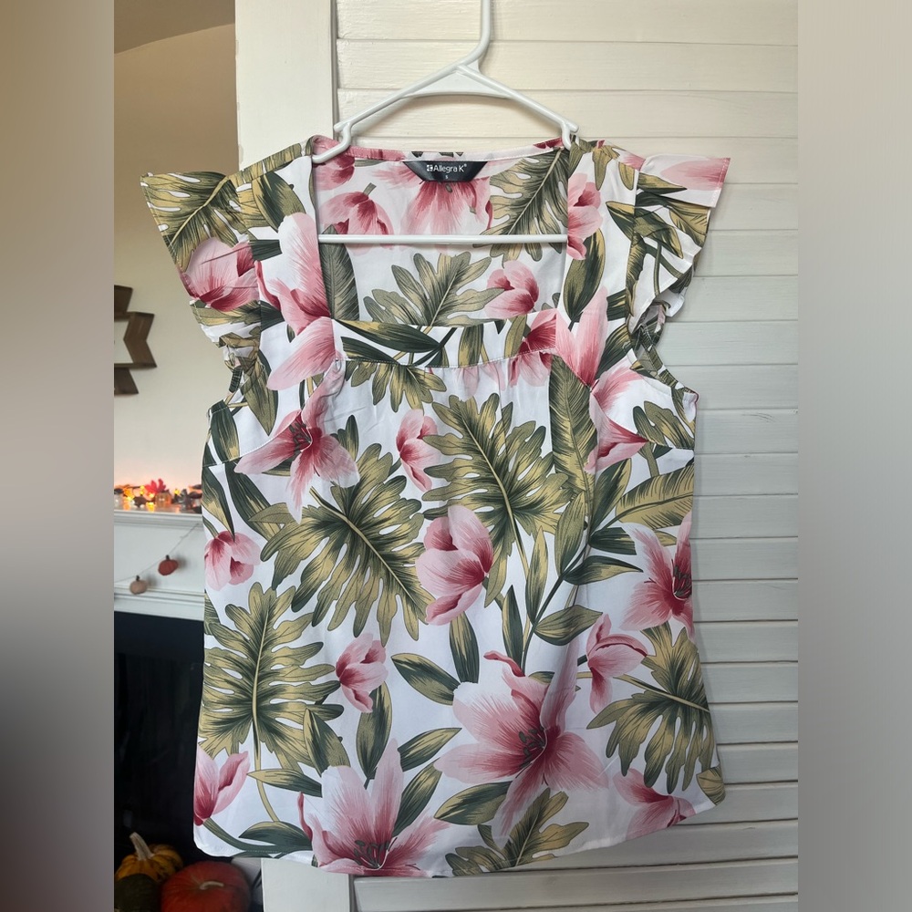 Allegra K Ruffle Sleeve Blouse